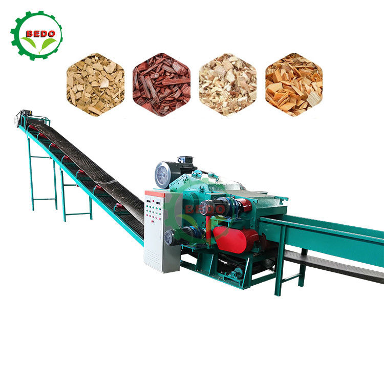 Elektrikli 380V Bambu Ahşap Çip Yapma Makinesi 8-10T/H Endüstriyel Davul Tipi Çipper