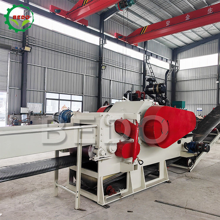 Ağır Güçlü 110KW Atık Ağaç Dalı Davul Ahşap Çöpçü Makinesi Endüstriyel Tipi Çöpçü