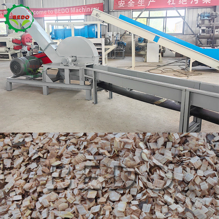 37KW Ormancılık Ahşap Çöpçü Makinesi Besleme Taşıyıcı 25-35mm Çöpçü Davul Tipi Çöpçü