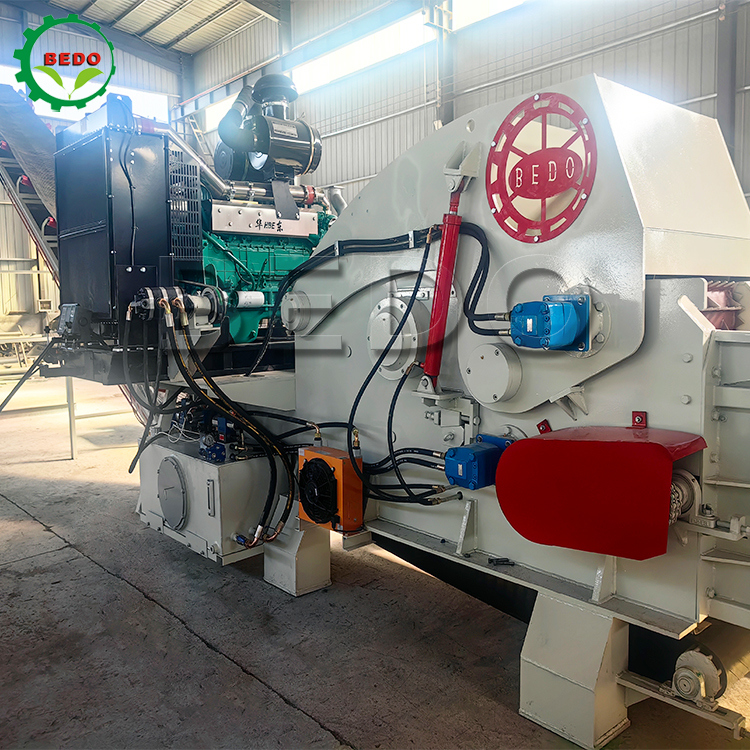 700x400mm Giriş Otomatik 2pcs Kılıçlar Ahşap Çöpleme Makinesi Davul Tipi Endüstriyel Yıkıcı Ekipman